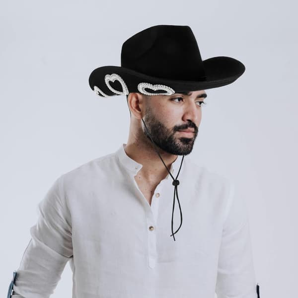 Rhinestone Hjerte Cowboyhat til Kvinder Western Indretningshat Stilfuldt Tilbehør