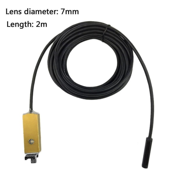 2-i-1 LED-lampe 7 mm objektiv USB-endoskop tar bilde