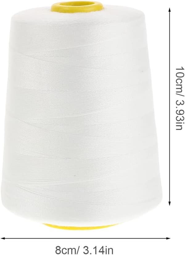 5000-yard hvit polyester symaskintrådspole 3-lags universal