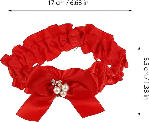 Brudstrumpeband för brud rosettdesign bröllopsstrumpeband för kvinnor för möhippa bröllopsdag röd