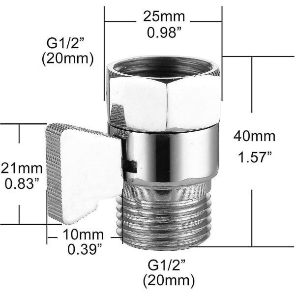 Brus Shower Flow Control Ventil 1/2\" Messing Stopventil Til Bruseslange