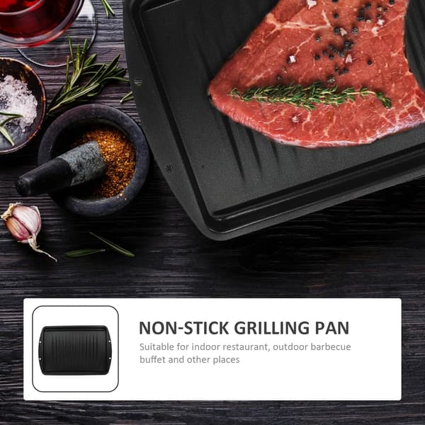 Non-stick Grillpanne Camping Grillpanne Solid Jern Grillplate Jevn Oppvarming Utendørs Grillbuffet Matlaging
