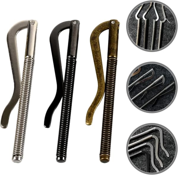 Metallfjäder Pengaklämma Set 3st med Checkförvaringsklämmor för Herrplånböcker Robust Nickel Koppar och Gun Black