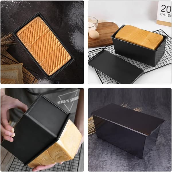 2 stk. brødforme i kulstofstål med låg, non-stick sømløst design bageform