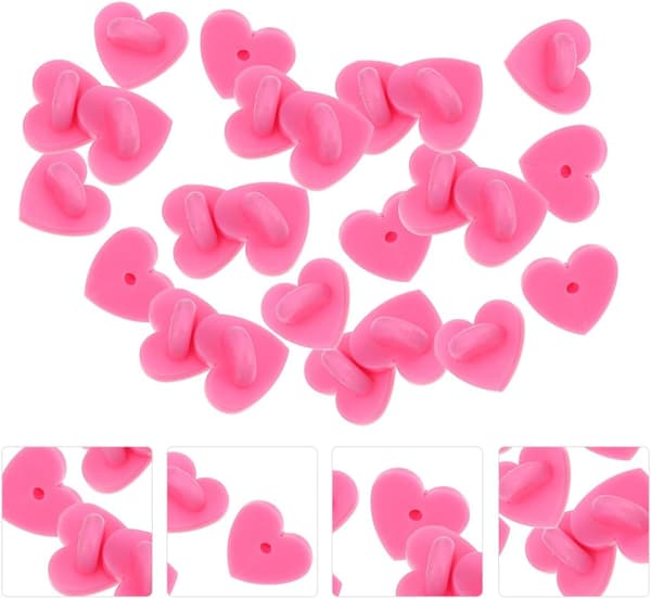 Rosa hjerteformede gummistifter for smykkelaging og uniformtilbehør