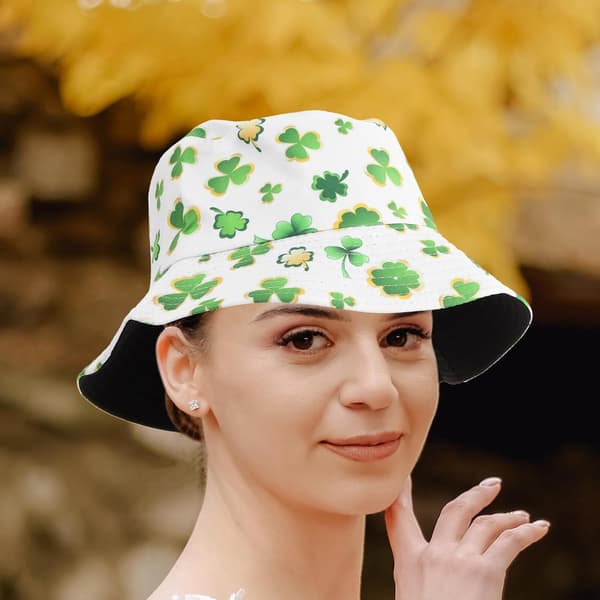 St. Patrick's Day Firekløver Trykt Bøttehatt Vendbar Solbeskyttelseshatt
