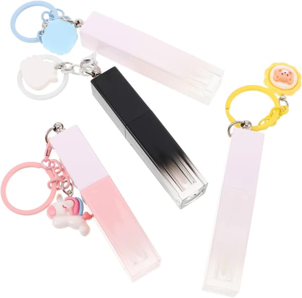 4 stk 3 ml påfyllbare lipgloss-tuber og tomme leppestiftbeholdere