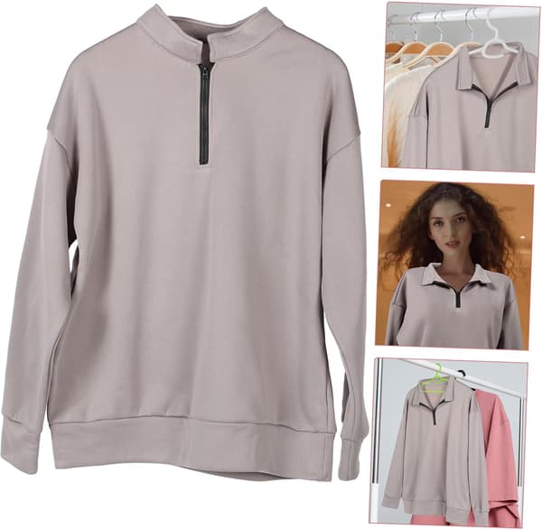 Casual Half Zip Hoodie Tröja för Kvinnor Långärmad Bekväm Pullover