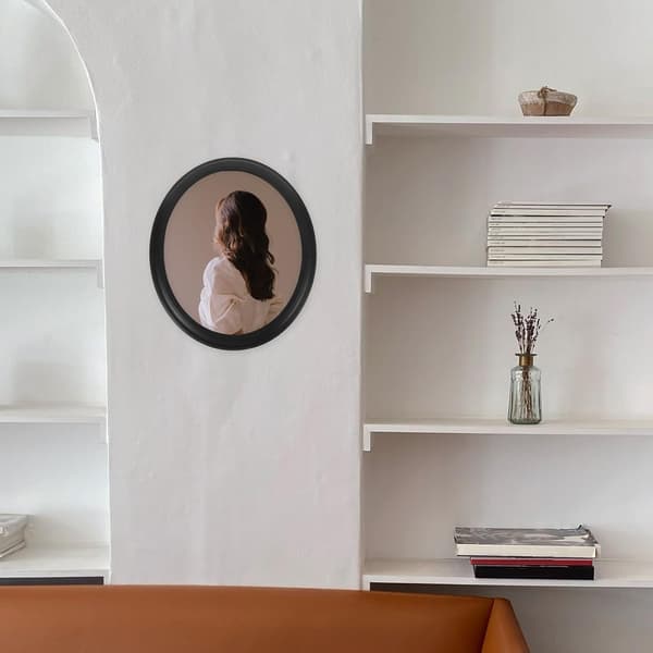 12 tums träfotoram svart väggmonterad solid konstruktion modern stilren kantdesign