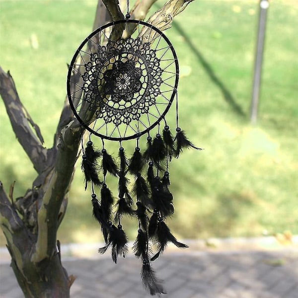 Naturlig fjäder Spets Dreamcatcher Hem hantverk Ornament