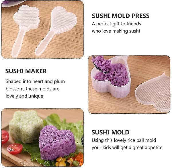 2 stk. Sushiforme Hjerte Blommeformet Onigiri Risboldform Babymad Maker Køkken