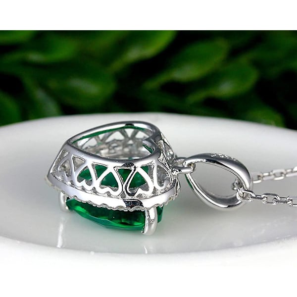 925 Sterling hopeaa 18k valkokultaa päällystetty 3.7ct sydänrubiini tai smaragdi kaulakoru Lmell lahja