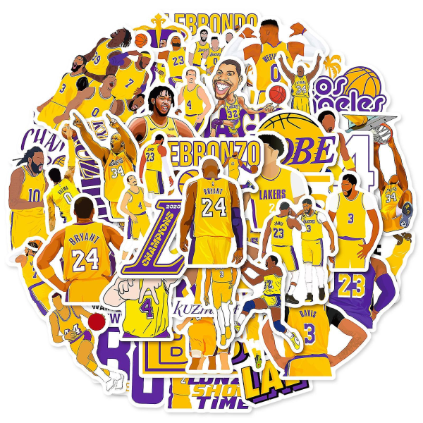 50 stk The Lakers Basketball Team-klistremerker Nba Combo Series For Vannflasker Tumbler Bagasje Skateboard Bumper Scrapbook Cup, Gaveklistremerke For Kids Te