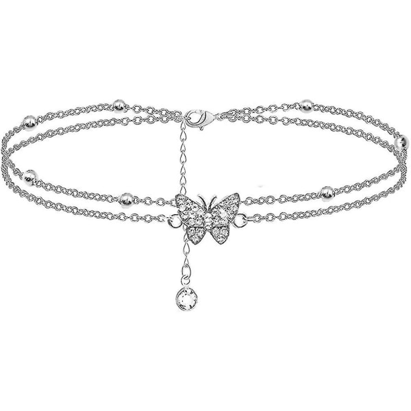 Butterfly Silver Dam Anklet - Justerbar Dam Anklet - Smycken Anklet Gifts