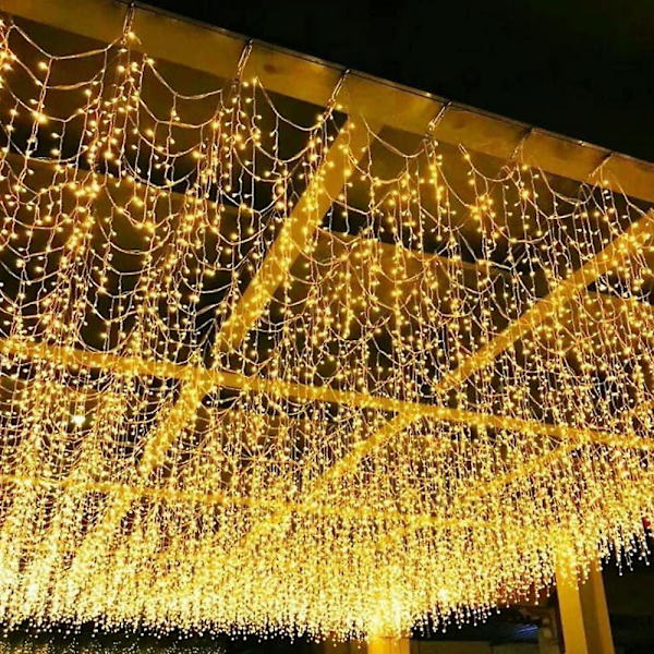 4m Jouluvalosarja Verho 96 LED:tä Jääpuikkovalot 8 Tilaa