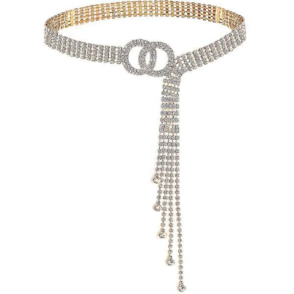 Krystal Talje Kæde Til Kvinder Rhinestone Kæde Bælter O-ring Kæde Gave Guld