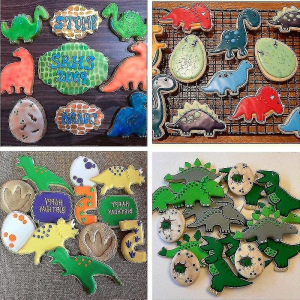 Dinosaurie-kakformar, Fondantkakformar Kompatibla Med Barnbakning av Kakor, Kakformar i Rostfritt Stål, Dinosaurie-kakformar-yuhao