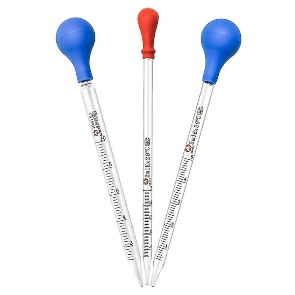 3 stk. 10ml 5ml 2ml Glas Graduerede Pipetter Overførselsdrypper