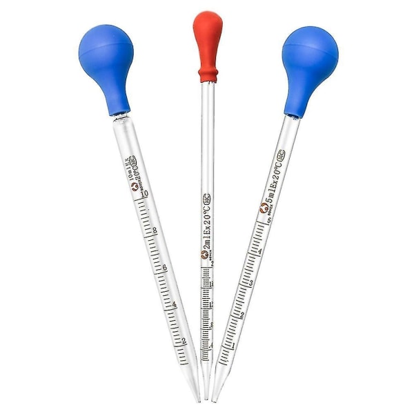 3pcs 10ml 5ml 2ml Glass Graduated Pipettes Transfer Dropper