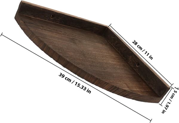 Väggmonterad hörnhylla i rustik stil 28 cm medium triangulär flytande hylla