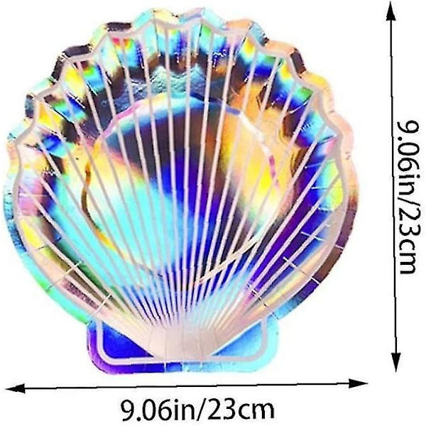 9 tum Iridescent Engångstallrikar Biologiskt Nedbrytbara Färgglada Skal Papperstallrikar Födelsedagsfest Dekoration (8 st, blandade