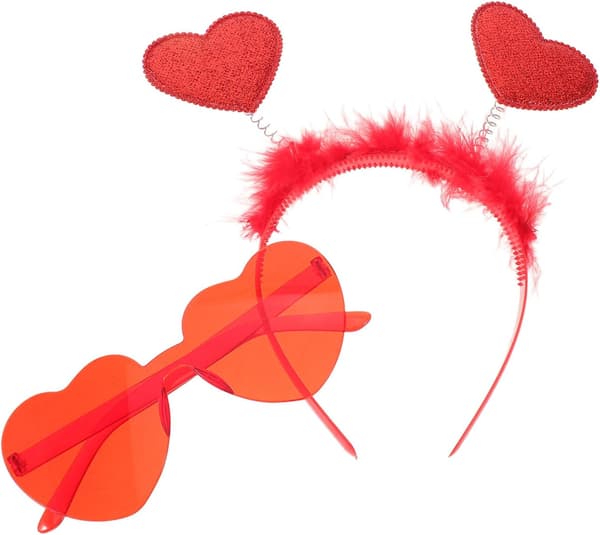 Hjerteformet Glitter Hårbånd for Kvinner Glitrende Valentinsdag Hårbånd Briller