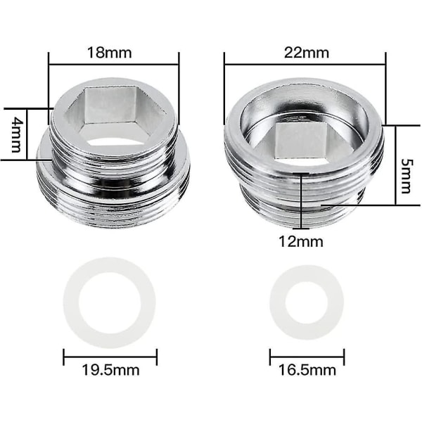 5 stk. Han-Gevinde Vandhane Adapter M22 til M18 Vandhane Adapter Messing Gevinde Adapter Vandhane Metal Gave