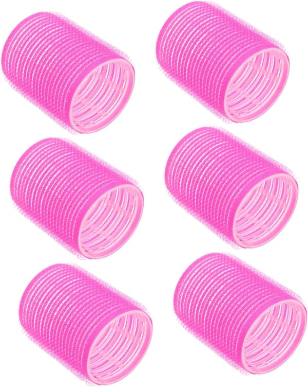 6 stk. hårruller i plast, selvklebende, for volum og styling av lugg
