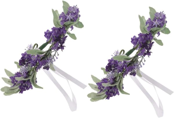 2 st lila lavendel blommig krona pannband med elegant design