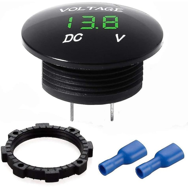Vandafvisende Voltmeter med LED Digital Display Voltmeter 12v-24v (blå)