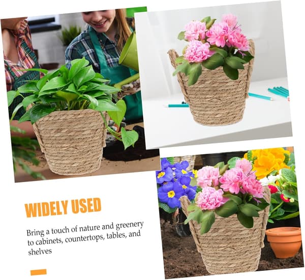 Handvävd växtkorg sjögräsväxtkorg, vävda planteringskorgar blomkrukor