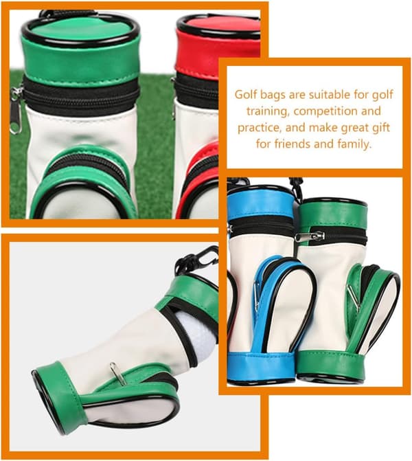 Golfbagtilbehørssett med 3-roms ball- og tee-pose, gjenbrukbar
