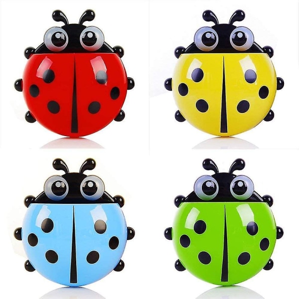 Cartoon Ladybug Sucker Toothbrush Holder Bathroom Set