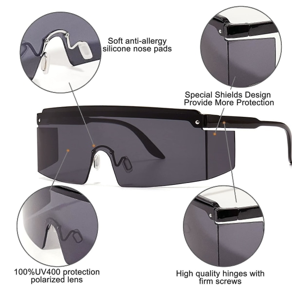 Solbriller for kvinner Menn Mote Firkantet Innfatning Polariserte Overdimensjonerte briller