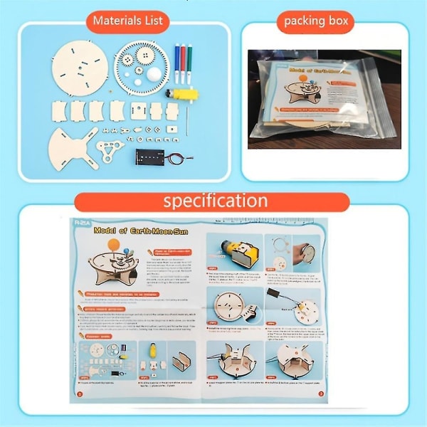 1 stk modell av jord-måne-sol Geografi Utdanningsapparat med batteri Barnegave