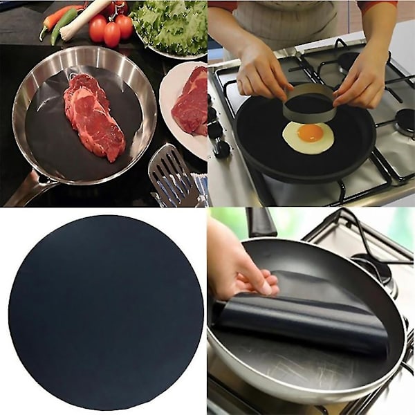 2 Pakker 24cm Runde Non-Stick Højtemperatur Pander Beklædningsark Madlavnings Wok Ark Pude Til Køkken Grill Bagning
