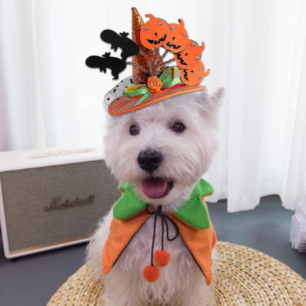 Hundehatte Halloween-stil Kreativ filtstof Justerbar Cosplay-hovedbeklædning til kæledyr Y-yuhao Orange