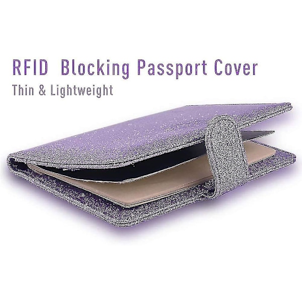 Pas Cover. Glitter. RFID Blokering. Premium PU Læder. Rejse Tegnebog.