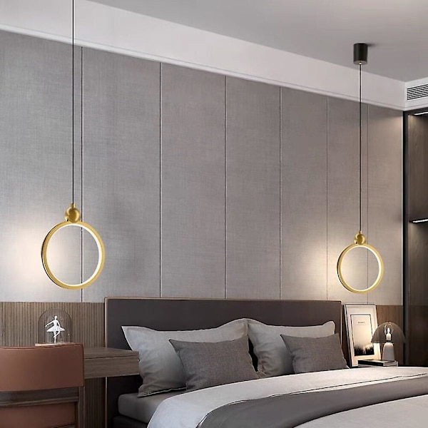 LED-pendellampe Nordisk sirkelring 20 cm metall malt finish