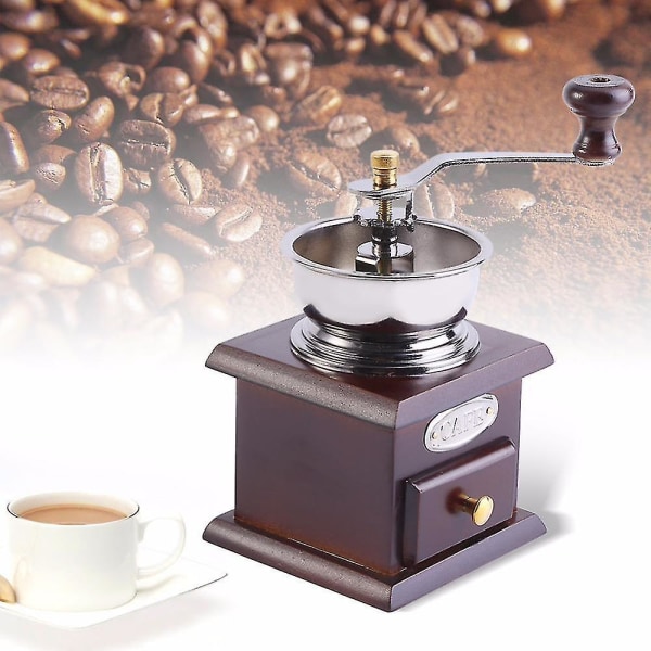 Retro design kaffekvarn böna handkvarn träform