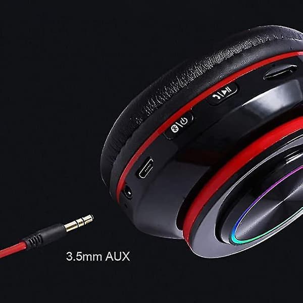 Bluetooth 5.0 Hovedtelefoner Gaming Støjreducerende LED Lys