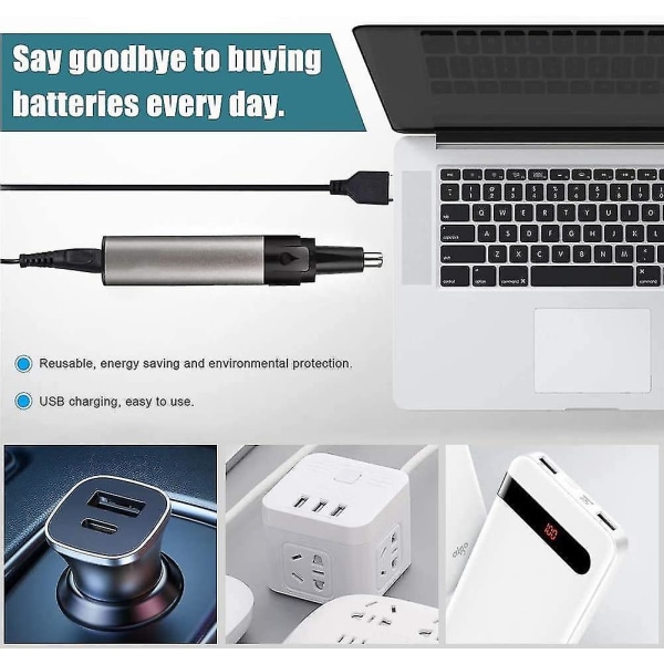 Ammattimainen korva- ja nenäkarvatrimmeri, USB-ladattava