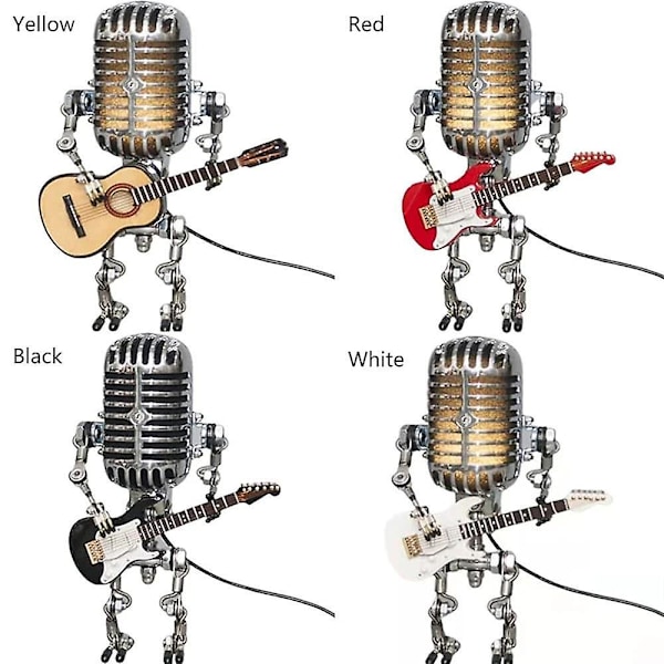 Modell USB Smijdt Järn Retro Skrivbordslampa Robot Mikrofon Gitarr