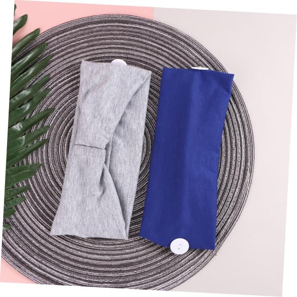 2-pack knappsportpannband stretchigt träningshuvudduk med munmaskknappar