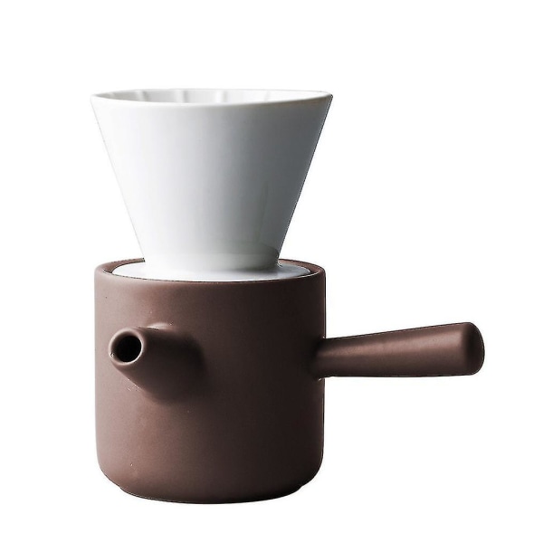 Keramisk japansk stil Husholdning Håndlaget kaffekanne Dryppfilter Keramisk kaffefilterkoppsett Hou