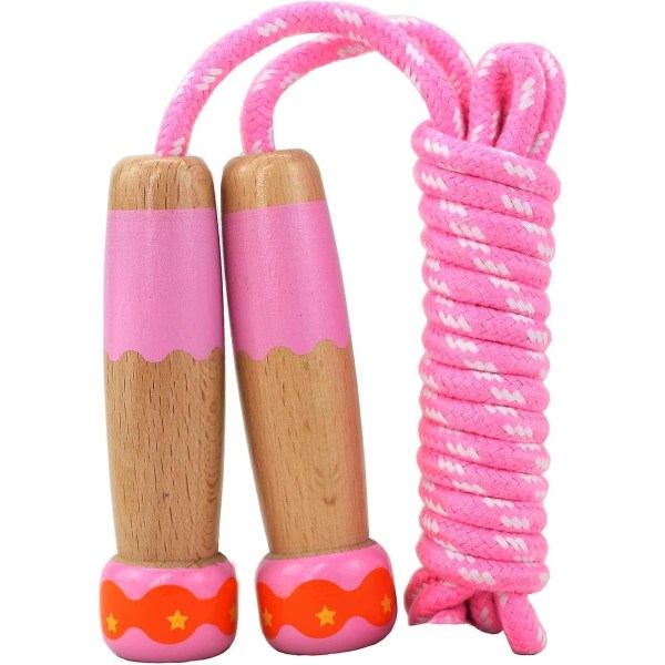 Jump Rope Kids, Adjustable Cotton Braided Skipping Rope With Wooden Handle