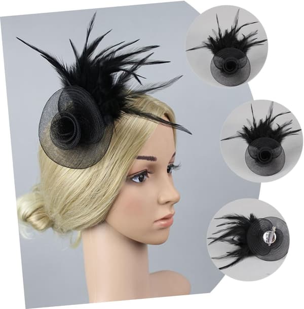 Fjær Hodeplagg for Kvinner Brud Fascinator Hatt Teselskap Hodeplagg Svart Lett Materiale