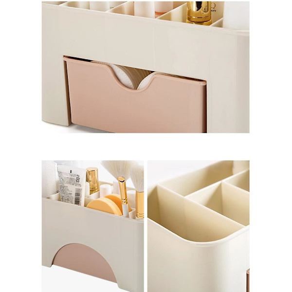 Opbevarings Skuffe Skrivebord Makeup Kosmetik Opbevaringsboks Pladsbesparende (lyserød 2 stk) Diverse