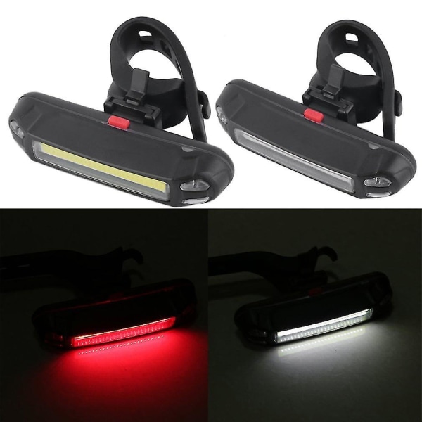 USB-oppladbart COB LED-sykkellys foran og bak