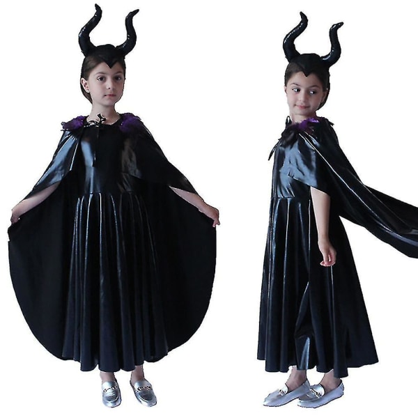 Maleficent Performance Costume Børn Piger Fancy Up Tøj 8-10 Years